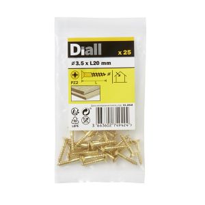 Image of Diall Brass Wood Screw (Dia)3.5mm (L)20mm Pack of 25