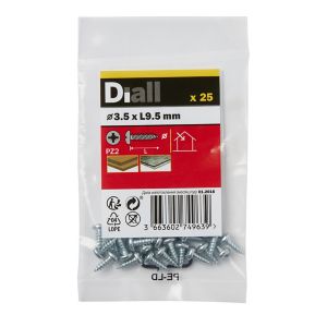 Image of Diall Zinc-plated Carbon steel Metal Screw (Dia)3.5mm (L)9.5mm Pack of 25