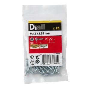 Image of Diall Zinc-plated Carbon steel Metal Screw (Dia)3.5mm (L)25mm Pack of 25