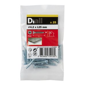 Image of Diall Zinc-plated Carbon steel Metal Screw (Dia)4.2mm (L)25mm Pack of 25