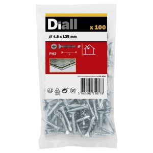 Image of Diall Zinc-plated Carbon steel Metal Screw (Dia)4.8mm (L)25mm Pack of 100