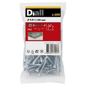 Image of Diall Zinc-plated Carbon steel Metal Screw (Dia)4.8mm (L)38mm Pack of 100