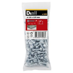 Image of Diall Zinc-plated Carbon steel Metal Screw (Dia)4.8mm (L)19mm Pack of 100
