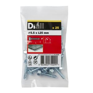 Image of Diall Zinc-plated Carbon steel Metal Screw (Dia)5.5mm (L)25mm Pack of 25