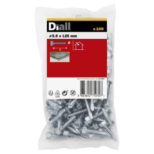 Image of Diall Zinc-plated Carbon steel Metal Screw (Dia)5.5mm (L)25mm Pack of 100