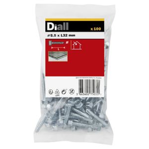 Image of Diall Zinc-plated Carbon steel Metal Screw (Dia)5.5mm (L)32mm Pack of 100