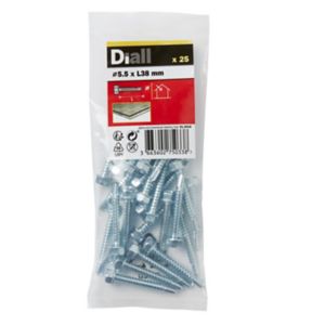 Image of Diall Zinc-plated Carbon steel Metal Screw (Dia)5.5mm (L)38mm Pack of 25