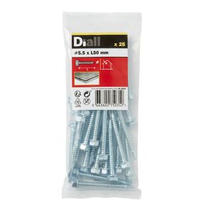 Image of Diall Zinc-plated Carbon steel Metal Screw (Dia)5.5mm (L)50mm Pack of 25