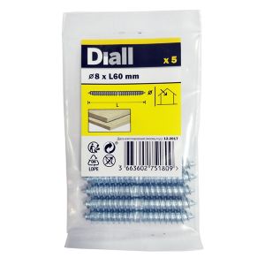 Image of Diall Zinc-plated Carbon steel Dowel screw (Dia)8mm (L)60mm Pack of 5