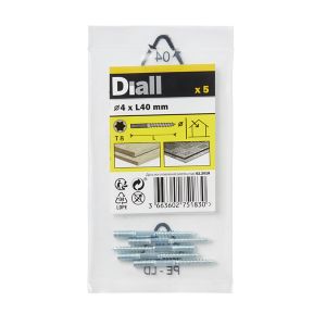 Image of Diall Yellow zinc-plated Carbon steel Dowel screw (Dia)4mm (L)40mm Pack of 5