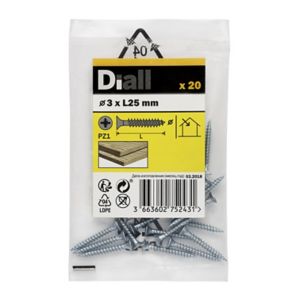 Image of Diall Zinc-plated Carbon steel Wood Screw (Dia)3mm (L)25mm Pack of 20