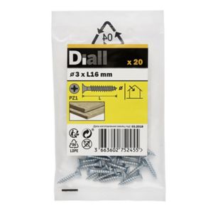 Image of Diall Zinc-plated Carbon steel Wood Screw (Dia)3mm (L)16mm Pack of 20