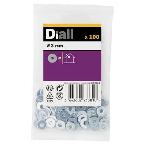 Image of Diall M3 Carbon steel Flat Washer Pack of 100