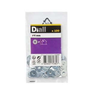 Image of Diall M4 Carbon steel Flat Washer Pack of 100
