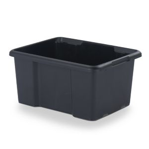 Image of Form Fitty Black 44L Stackable Storage box & 4x casters