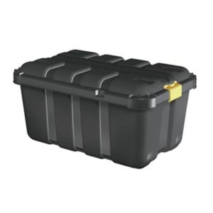 Form Skyda Black 111L Plastic Storage Trunk & Lid & Castors