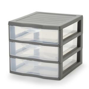 Image of Form Kontor Clear & grey 21L 3 drawer Stackable Tower unit