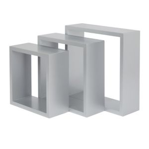 Image of Form Rigga Silver effect Cube Shelf (D)98mm Set of 3
