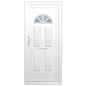 Image of B&Q Carolina Frosted Glazed White uPVC RH External Front Door set (H)2055mm (W)920mm