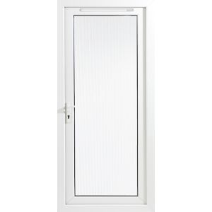 Image of Framed White PVC RH External Back Door (H)2060mm (W)840mm