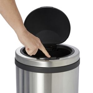 Image of Cooke & Lewis Allium Brushed Stainless steel Round Touch bin 30L