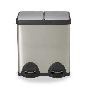 Image of Cooke & Lewis Cleome Brushed Stainless steel Rectangular Recycling Pedal bin 40L