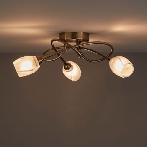 Image of Egeria Brushed Antique brass effect 3 Lamp Ceiling light