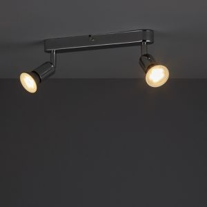 Image of Chrome effect Mains-powered 2 lamp Spotlight