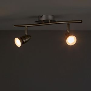 Image of Aspis Satin Chrome effect Mains-powered 2 lamp Spotlight