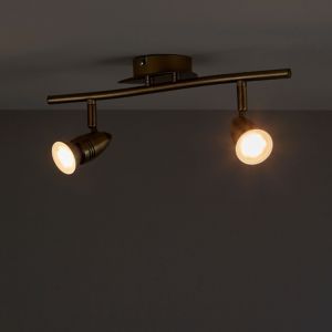 Image of Aspis Antique brass effect Mains-powered 2 lamp Spotlight