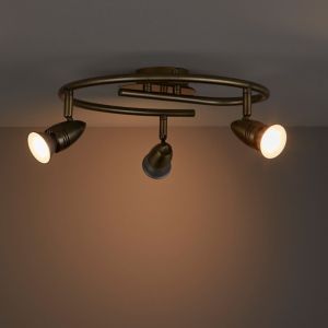 Image of Aspis Antique brass effect Mains-powered 3 lamp Spotlight