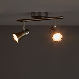 Image of Aphroditus Brushed Chrome effect Mains-powered 2 lamp Spotlight