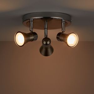 Image of Aphroditus Brushed Chrome effect Mains-powered 3 lamp Spotlight