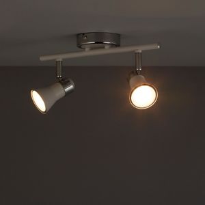 Image of Aphroditus White Mains-powered 2 lamp Spotlight