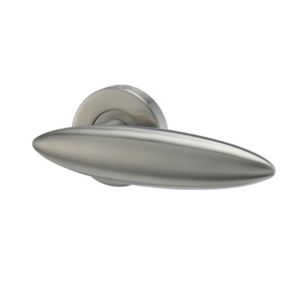 Image of Colours Kestle Brushed Nickel effect Stainless steel Curved Latch Push-on rose Door handle (L)135mm Pair