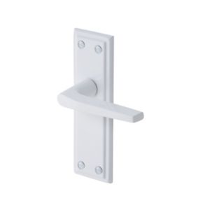 Image of Colours Colan Gloss White Aluminium Straight Latch Door handle (L)106mm Pair
