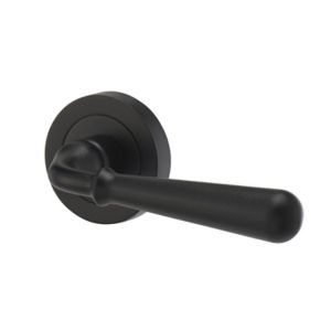Image of Colours Matt Black Iron effect Aluminium Straight Latch Push-on rose Door handle (L)116mm Pair