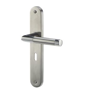 Image of Colours Callac Stainless steel Straight Lock Door handle (L)130mm Pair
