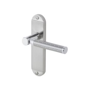 Image of Colours Brigg Satin Nickel effect Aluminium & steel Straight Latch Door handle (L)132.8mm Pair