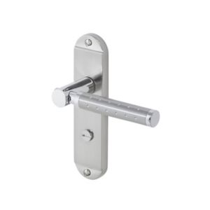 Image of Colours Brigg Satin Nickel effect Aluminium & steel Straight Bathroom Door handle (L)132.8mm Pair