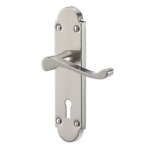 Image of Colours Beja Satin Nickel effect Steel Scroll Lock Door handle (L)96mm Pair