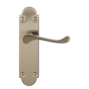 Image of Colours Beja Satin Nickel effect Steel Scroll Latch Door handle (L)96mm Pair