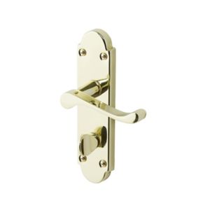 Image of Colours Beja Polished Brass effect Steel Scroll Bathroom Door handle (L)96mm Pair