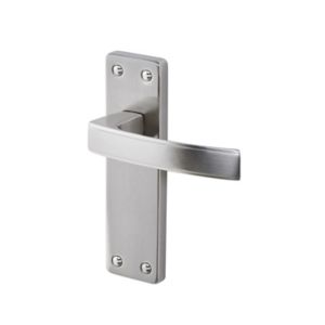 Image of Colours Beauce Satin Nickel effect Aluminium & steel Straight Latch Door handle (L)115mm Pair