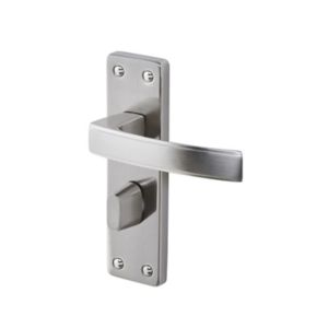 Image of Colours Beauce Satin Nickel effect Aluminium & steel Straight Bathroom Door handle (L)115mm Pair