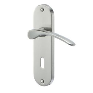 Image of Colours Beare Satin Nickel effect Aluminium & steel Curved Lock Door handle (L)110mm Pair