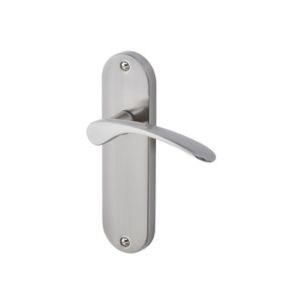 Image of Colours Beare Satin Nickel effect Aluminium & steel Curved Latch Door handle (L)110mm Pair