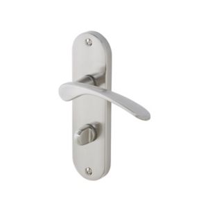 Image of Colours Beare Satin Nickel effect Aluminium & steel Curved Bathroom Door handle (L)110mm Pair