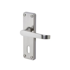 Image of Colours Arsk Satin Nickel effect Steel Straight Lock Door handle (L)101mm Pair