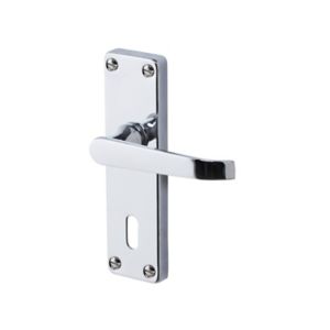 Image of Colours Arsk Polished Chrome effect Steel Straight Lock Door handle (L)101mm Pair